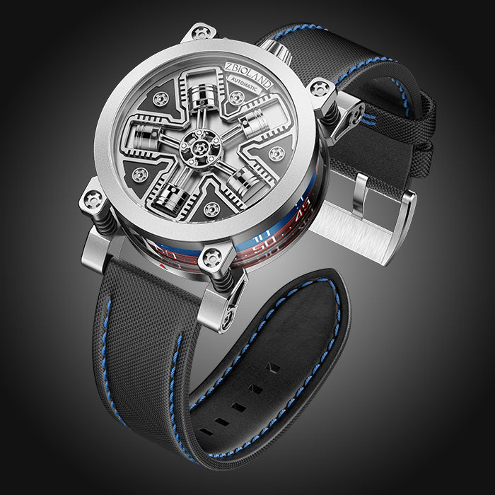 Zbioland Torque Series Red & Blue Radial Engine Japanese Miyota 8215 Movement Automatic Watch